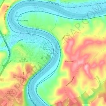 Topografische Karte Philipsburg, Höhe, Relief