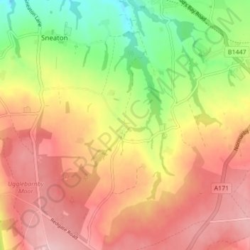 Topografische Karte Sneaton Thorpe, Höhe, Relief