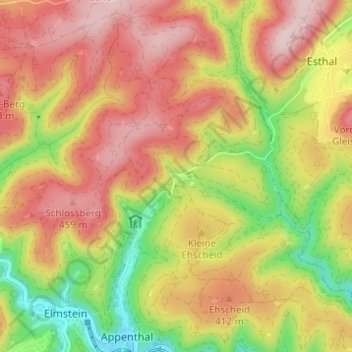 Topografische Karte Schwabenbach, Höhe, Relief