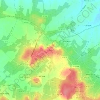 Topografische Karte Le Bourg, Höhe, Relief