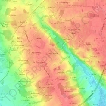 Topografische Karte La Gouachère, Höhe, Relief