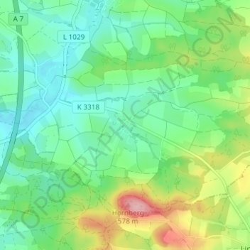 Topografische Karte Killingen, Höhe, Relief
