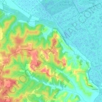 Topografische Karte Cinelli, Höhe, Relief