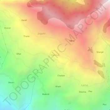 Topografische Karte Dansa, Höhe, Relief