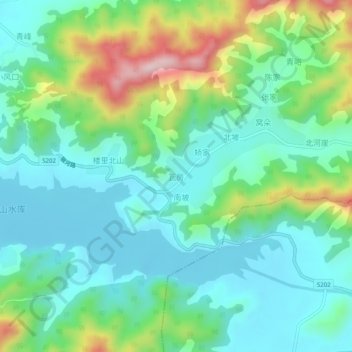 Topografische Karte 瓦房, Höhe, Relief