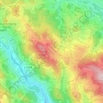 Topografische Karte Oberthiergrub, Höhe, Relief