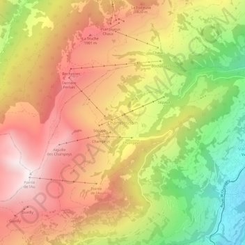 Topografische Karte Champoussin, Höhe, Relief