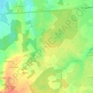 Topografische Karte La Verrerie, Höhe, Relief