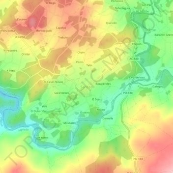 Topografische Karte Santiso, Höhe, Relief