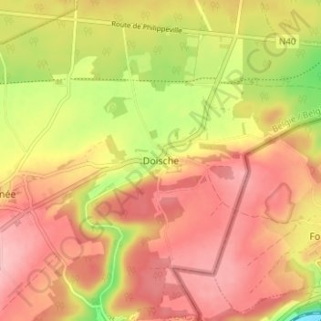 Topografische Karte Doische, Höhe, Relief