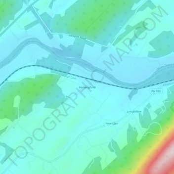 Topografische Karte Horningford, Höhe, Relief