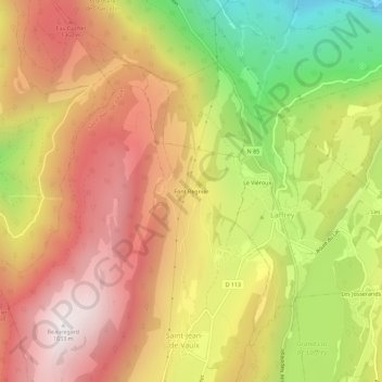 Topografische Karte Font Regnier, Höhe, Relief