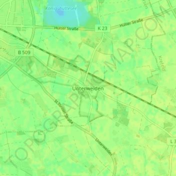 Topografische Karte Unterweiden, Höhe, Relief
