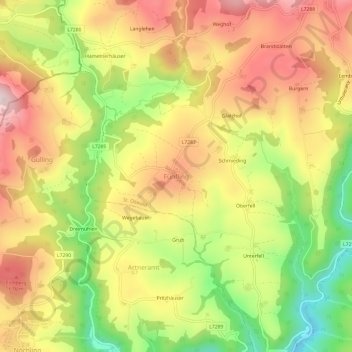 Topografische Karte Fünfling, Höhe, Relief