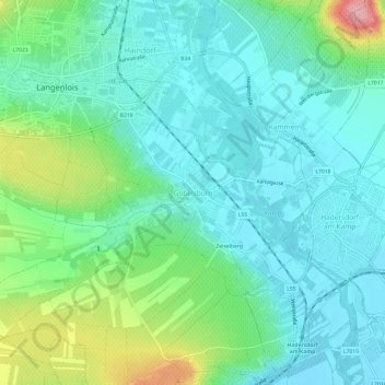 Topografische Karte Gobelsburg, Höhe, Relief