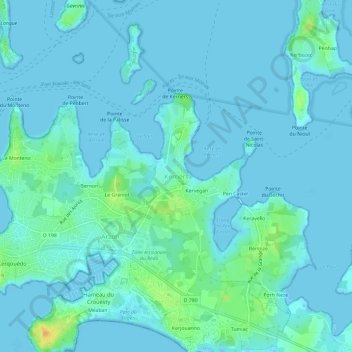 Topografische Karte Kerners, Höhe, Relief