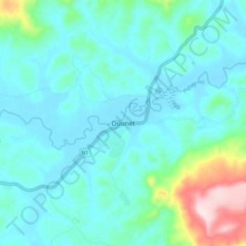 Topografische Karte Dounet, Höhe, Relief