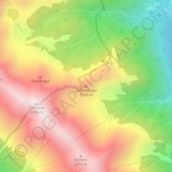 Topografische Karte Lackenkogel, Höhe, Relief