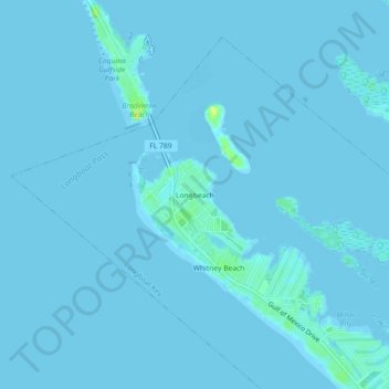 Topografische Karte Longbeach, Höhe, Relief