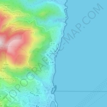 Topografische Karte Pietranera, Höhe, Relief