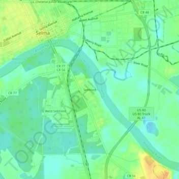 Topografische Karte Selmont, Höhe, Relief