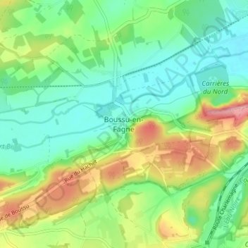 Topografische Karte Boussu-en-Fagne, Höhe, Relief