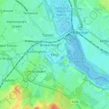 Topografische Karte Eling, Höhe, Relief
