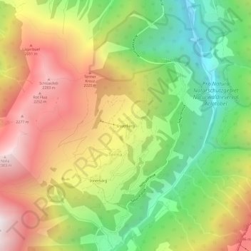 Topografische Karte Usserbärg, Höhe, Relief
