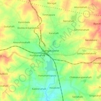Topografische Karte Bangarapete, Höhe, Relief