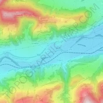 Topografische Karte Pruggern, Höhe, Relief