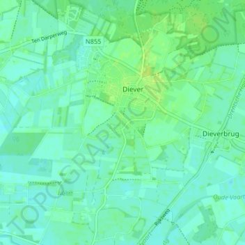 Topografische Karte Oldendiever, Höhe, Relief