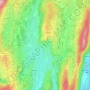 Topografische Karte Tarcia, Höhe, Relief