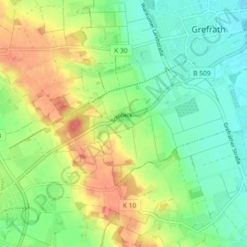 Topografische Karte Schlibeck, Höhe, Relief