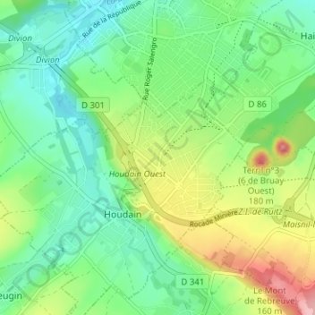 Topografische Karte Le Haut, Höhe, Relief