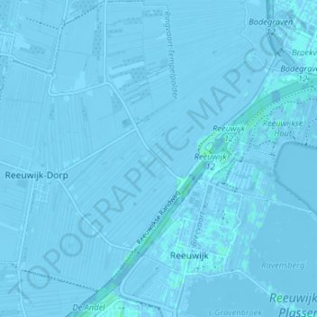 Topografische Karte Oud-Reeuwijk, Höhe, Relief