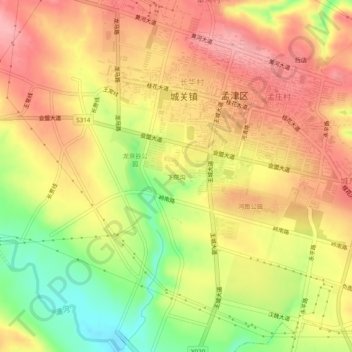 Topografische Karte 下院沟, Höhe, Relief
