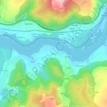 Topografische Karte Astariz, Höhe, Relief