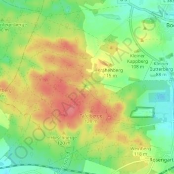 Topografische Karte Forsthaus Eduardspring, Höhe, Relief