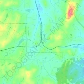 Topografische Karte Green, Höhe, Relief