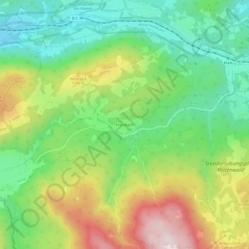 Topografische Karte Kranzbach, Höhe, Relief