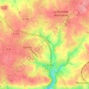 Topografische Karte Le Manoir, Höhe, Relief