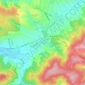 Topografische Karte Ried am Riederberg, Höhe, Relief