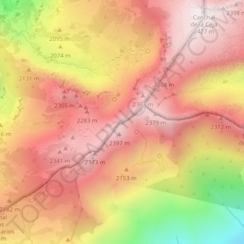 Topografische Karte Calvitero, Höhe, Relief