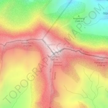 Topografische Karte Ringelspitz, Höhe, Relief