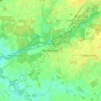 Topografische Karte Wohlenrode, Höhe, Relief