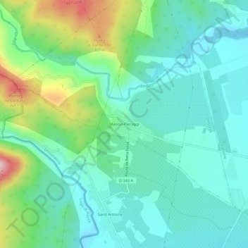Topografische Karte Maison-Pieraggi, Höhe, Relief