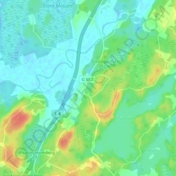Topografische Karte Hornsborg, Höhe, Relief