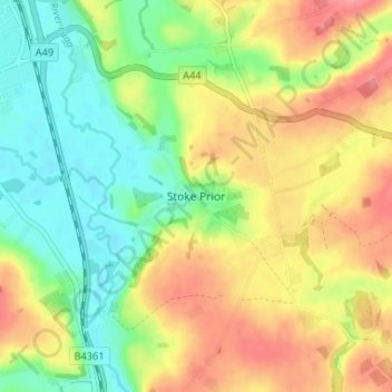 Topografische Karte Stoke Prior, Höhe, Relief