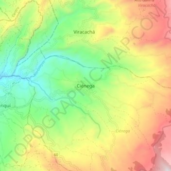 Topografische Karte Ciénega, Höhe, Relief