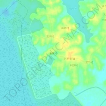 Topografische Karte 朱家村, Höhe, Relief